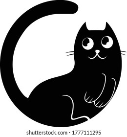 Cute black cat with innocent face.Vector illustration.