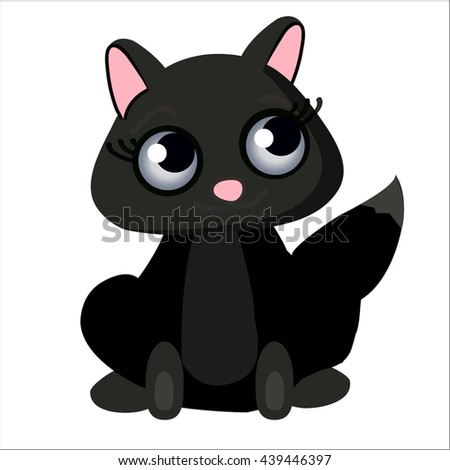 Cute Black Cat isolated on white background