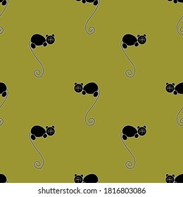 cute black cat with long tail vector seamless pattern.good for textile for kids,fabric,crapbook,wallpaper print,card.eps10.