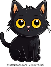 cute black cat mascot vector cartoon style