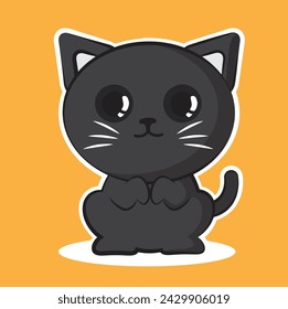 un lindo gato negro en el suelo
