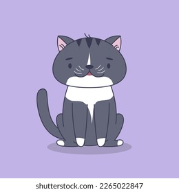 Cute black cat on a purple background.