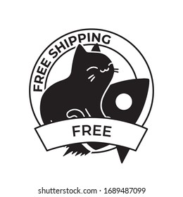 Pieza negra en cohete en icono de transporte libre vectorial o Badge