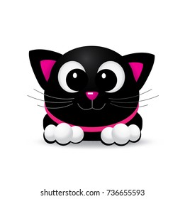 Cute Black Cat Pink Nose Glossy Stock Vector (Royalty Free) 736655593 ...