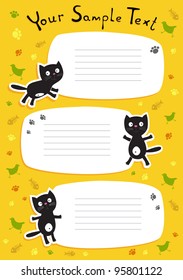 Cute black cat. Schedule. Vector illustration