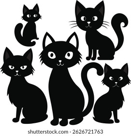 Cute Black Cat Silhouettes for Halloween or Any Occasion