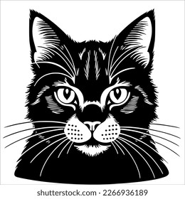 Cute Black Cat Sitting on White Background - Perfect Companion for You! 
