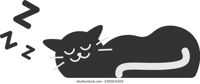 Cute Black Cat Sleeping Vector Illustration