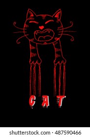 cute black cat with text "CAT". 