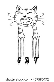 cute black cat with text "CAT". 