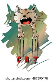 cute black cat with text "CAT". 