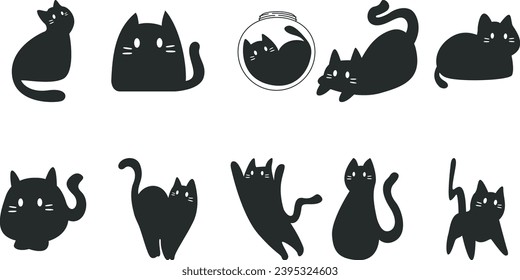 Arte vector de gato negro lindo