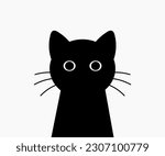 Cute black cat. Vector illustration