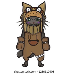 Cute black cat vector illustration with white background,Can be used for printing t-shirts, children's books, stickers etc.