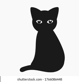 Cute black cat. Vector illustration.