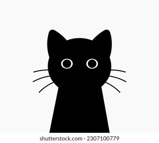 Cute black cat. Vector illustration