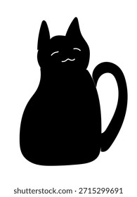 Linda Ilustración vectorial de gato negro. Silueta de un gato negro sentado con detalles simples para el diseño en diseño de estilo gato, cafeterías, decoración, clínicas veterinarias, tiendas de mascotas