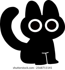 cute black cat vector image hand draw