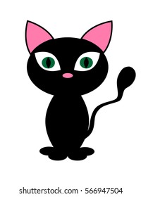 cute black cat vector on white background