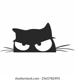 cute black cat vector. sitting and looking indifferent