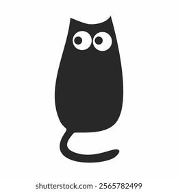cute black cat vector. sitting and looking indifferent