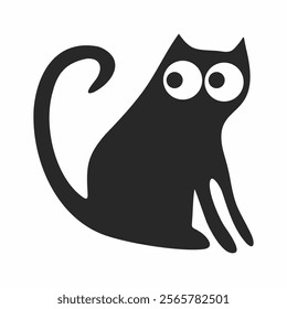 cute black cat vector. sitting and looking indifferent