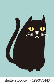 Cute Black Cat Wall Decor Vector