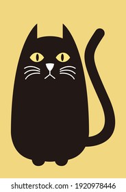 Cute Black Cat Wall Decor Vector