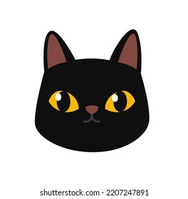 Cute Black Cat Yellow Eyes Kitten Stock Vector (Royalty Free ...