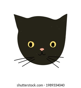 El color blanco de la cabeza del gato negro. Impresión escandinava sencilla y de diseño.