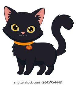 cute black cats in various Halloween poses. Adorable cartoon style perfect for spooky holiday designs