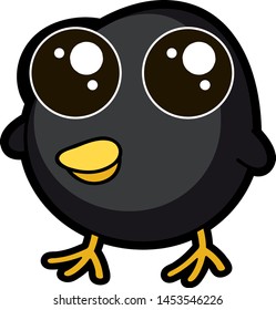 Cute black chicken, illustration, vector on white background.