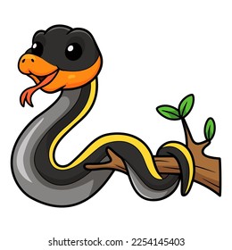 Cute black copper rat snake cartoon