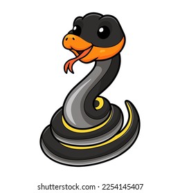 Cute black copper rat snake cartoon