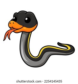 Cute black copper rat snake cartoon