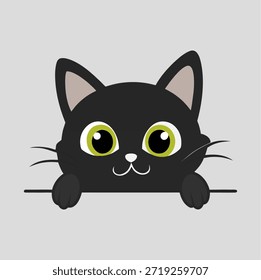 Icono de gato curioso negro lindo