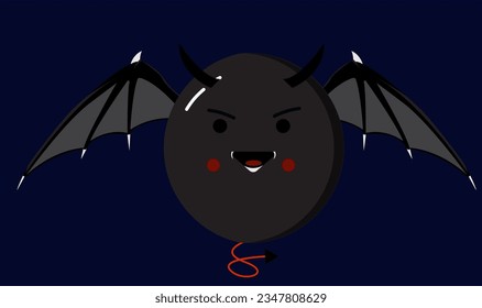 Cute Black Demon Icon with bat wings For Hallowen days  and Hallowen Give Card