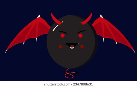 Cute Black Demon Icon with bat wings For Hallowen days  and Hallowen Give Card