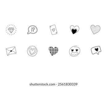 Cute Black Doodle Element Set
