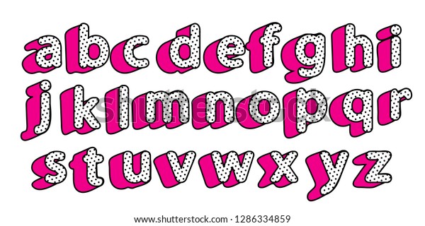 かわいい黒い点3d英語のアルファベットの小文字セット ベクター画像のガイリースタイル 赤い背景に幸せな誕生日のテキスト 女の子のフォントデザイン 出生依頼カードの画像 のベクター画像素材 ロイヤリティフリー