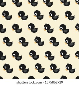 cute black ducks seamless pattern background, Art and design for fabric and decor.