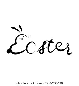 Cute black Easter word isolated on white background illustration vector.