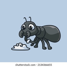 cute black and eating sweet sugar. isolated cartoon animal nature illustration. Flat Style suitable for Sticker Icon Design Premium Logo vector. Mascot Character