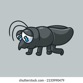 cute black flea sad. isolated cartoon animal nature illustration. Flat Style suitable for Sticker Icon Design Premium Logo vector. Mascot Character