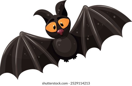 Morcego de voo preto bonito, Drácula. Animais vetores de desenhos animados.