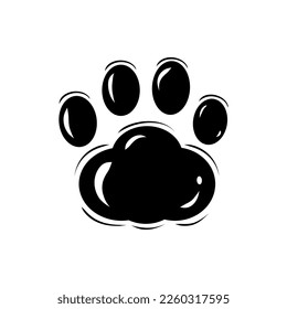 Cute black foot cat pet footprint on white background flat vector icon design.