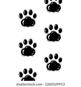 Cute black foot cat pet footprint on white background flat vector icon design.