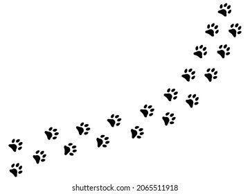 Cute black footprints of pet foot steps silhouettes. Vector animal tracks isolated on white