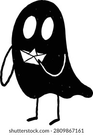Cute Black Ghost Character