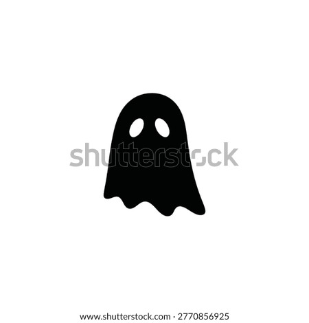 Cute black ghost icon isolated on white background spooky.